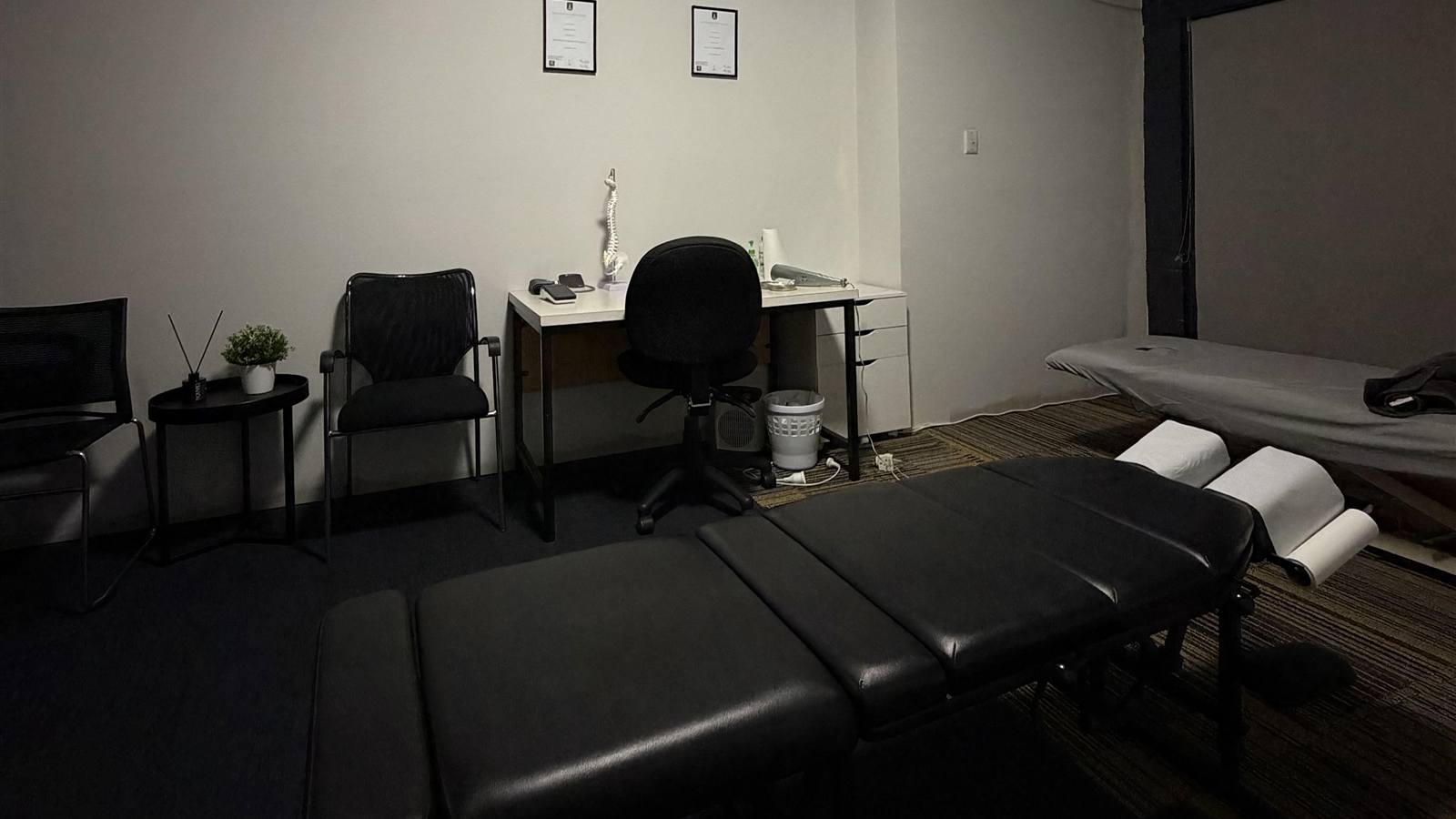 Light, calm treatment room at IA Chiropractic in Thornlie, Western Australia